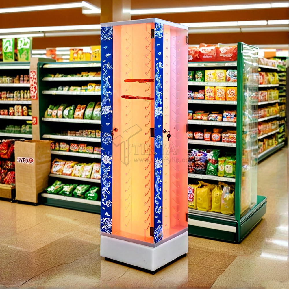 落地四面開(kāi)門，帶RGB發(fā)光的亞克力刀架