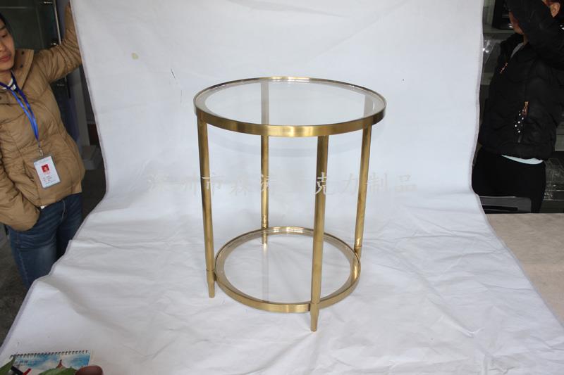 金屬四角邊框亞克力圓桌