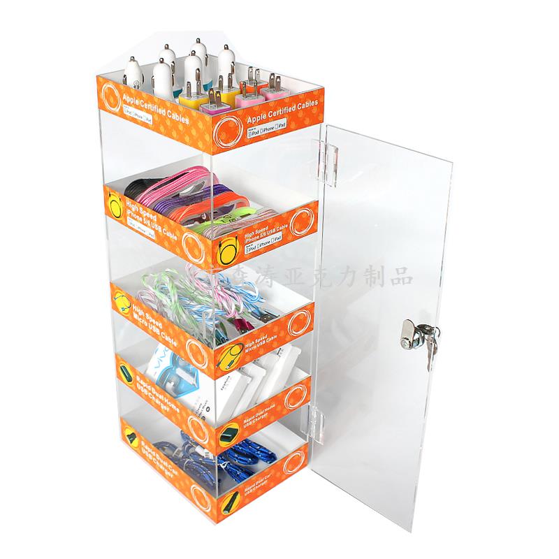 5層帶門數(shù)碼配件亞克力展示架