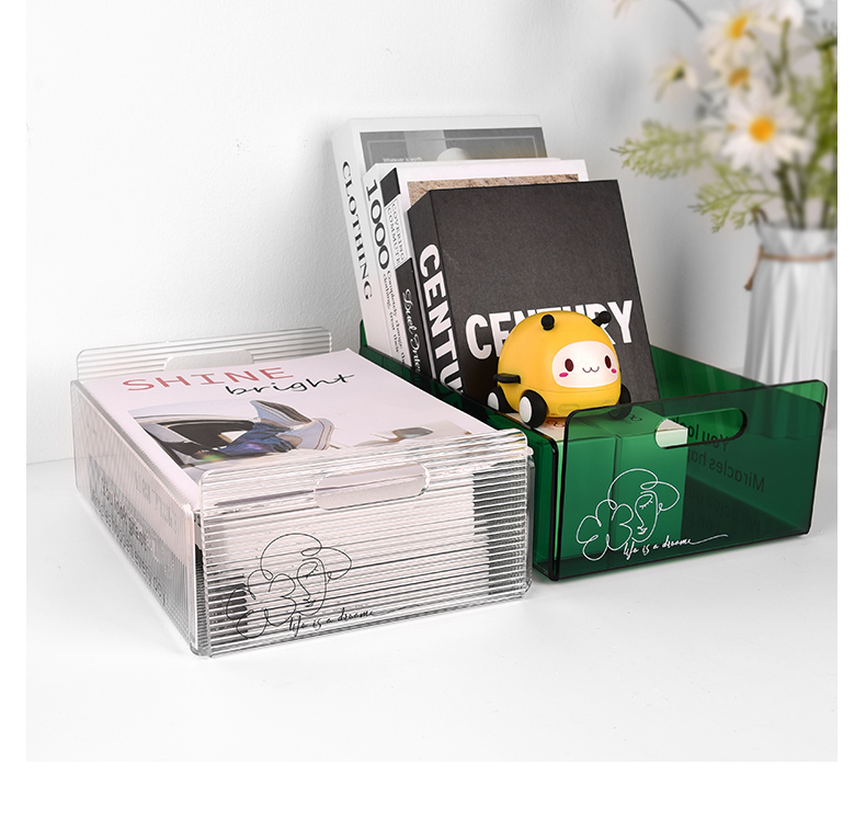 深圳亞克力工廠定制一體熱彎成型亞克力托盤 化妝品桌面收納盒 亞克力書立收納